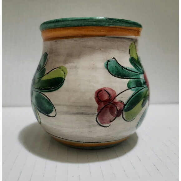 Miriam Italy Handpainted Ceramic Mug Floral Green Red Orange Braided Handle - Picture 5 of 12